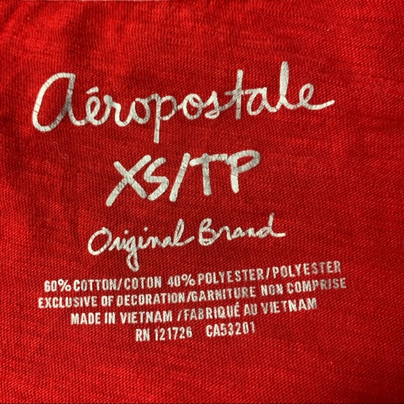 Aeropostale Red Long Sleeves Hart Print Top Siz XS - Picture 10 of 10